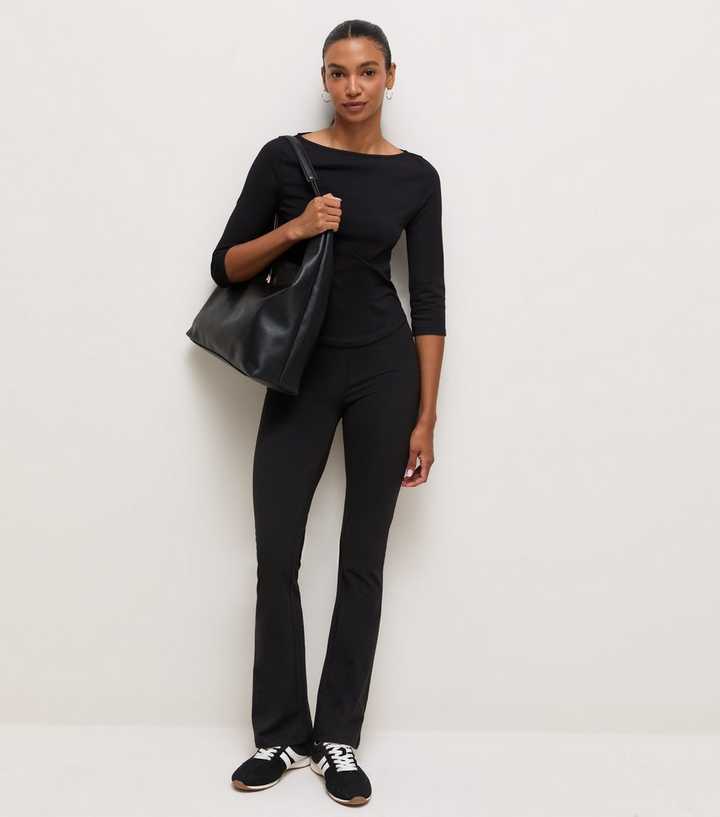 Black Stretch Cotton Rich Kick Flare Leggings