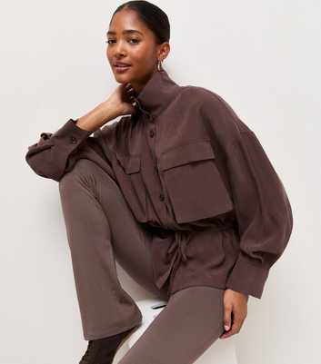 Dark Brown Stretch Cotton Rich Kick Flare Leggings