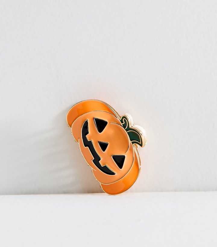 Orange Enamel Pumpkin Hair Claw Clip