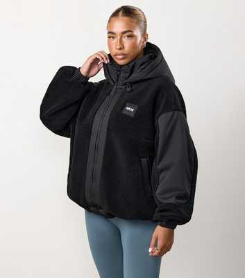 Gym King Black Borg Textured Hooded Jacket