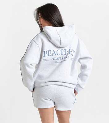 Peach:Fit Grey Marl Sleeve Trim Heather Hoodie