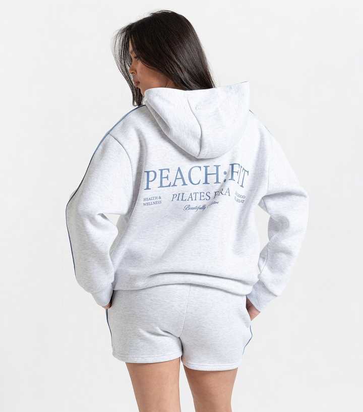 Peach:Fit Grey Marl Sleeve Trim Heather Hoodie