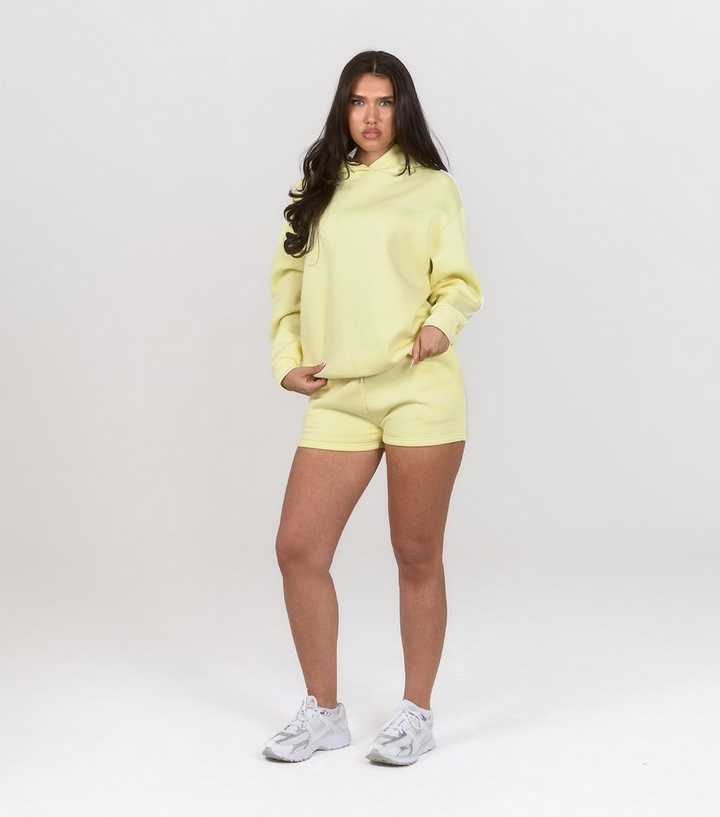 Peach:Fit Bright Yellow Sleeve Trim Heather Hoodie