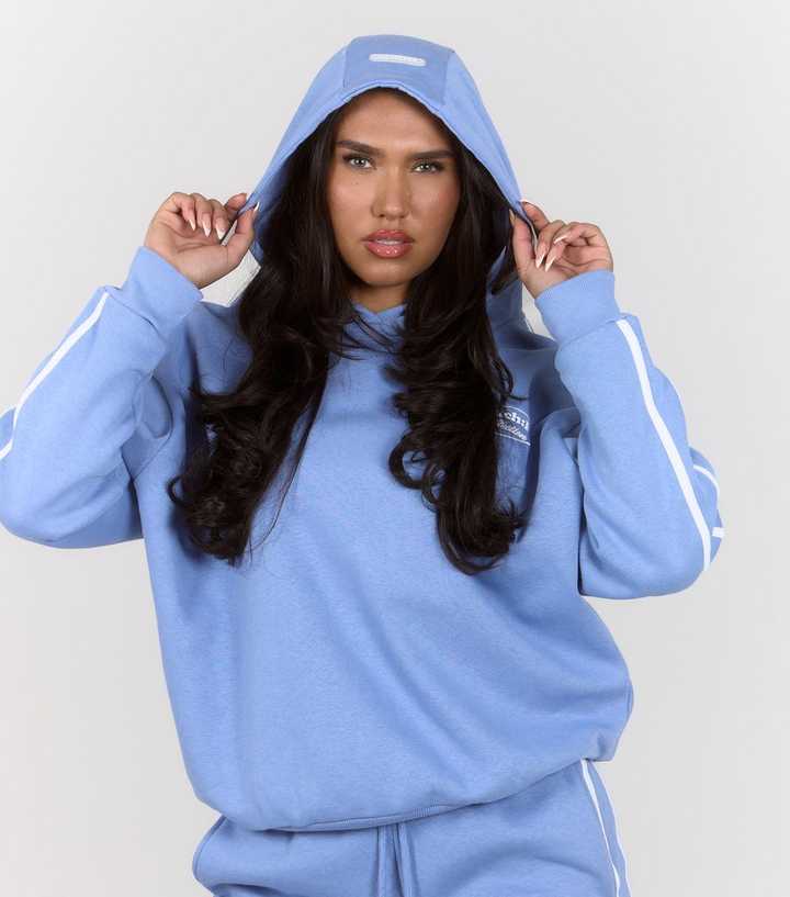 Peach:Fit Light Blue Side Stripe Laelia Hoodie