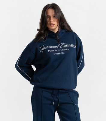 Peach Fit Navy Sportswear Essentials Logo Maya Hoodie