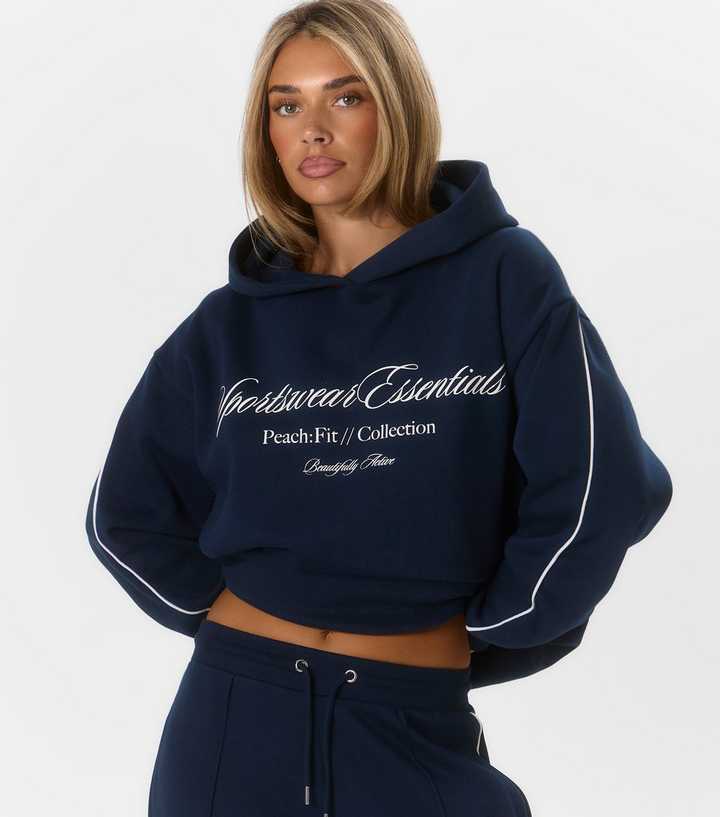 Peach:Fit Navy Sportswear Essentials Logo Maya Hoodie