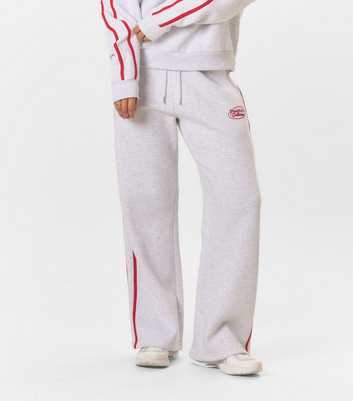 Peach:Fit Grey Marl Side Stripe Laelia Joggers