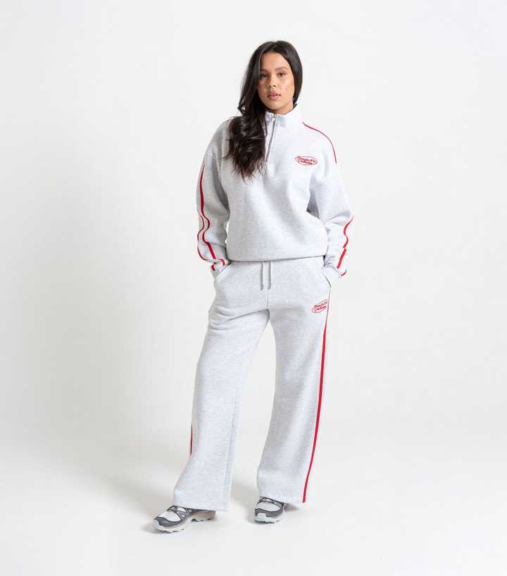 Peach:Fit Grey Marl Side Stripe Laelia Joggers