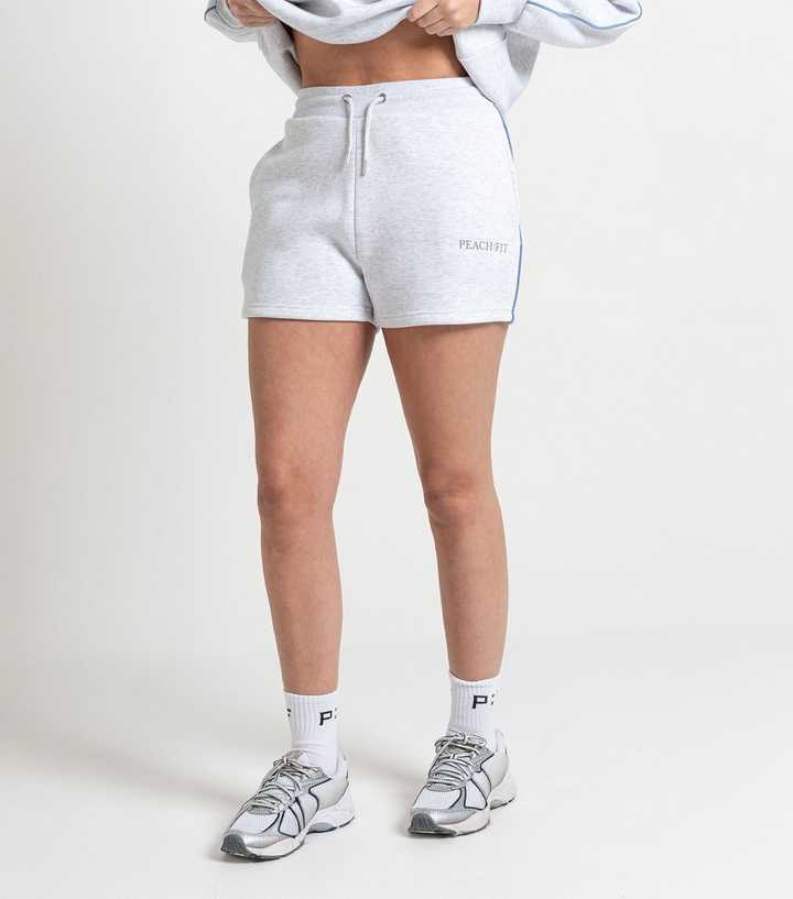 Peach Fit Grey Marl Side Trim Heather Shorts