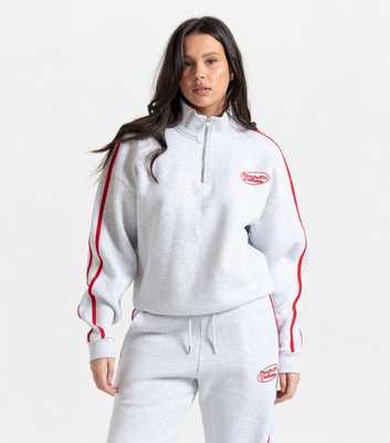 Peach Fit Grey Marl Laelia Quarter Zip Sweatshirt