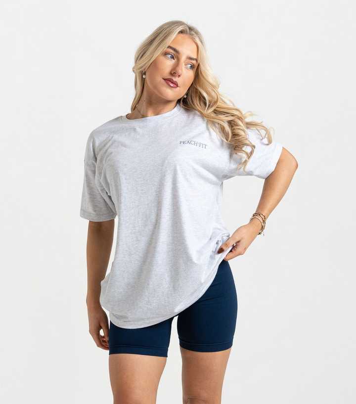 Peach Fit Grey Marl Heather T-Shirt
