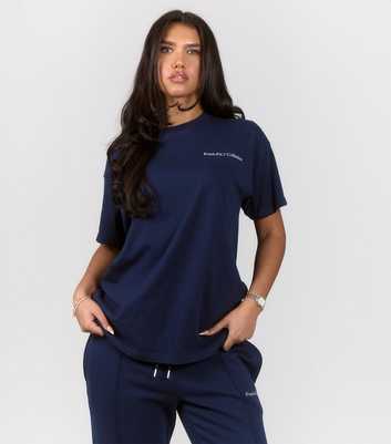 Peach Fit Navy Cotton Rich Rosa T-Shirt