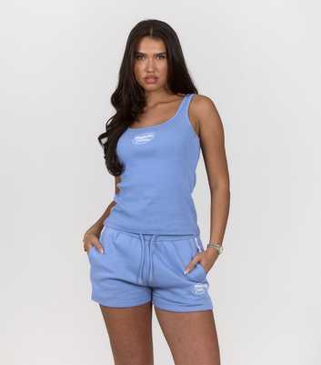 Peach Fit Light Blue Ribbed Logo Laelia Tank Top