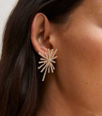 Gold Tone Diamante Firework Stud Earrings