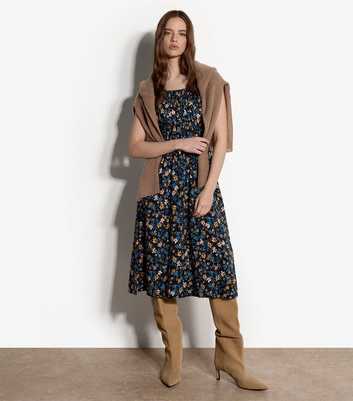Apricot Blue Ditsy Print Midi Dress
