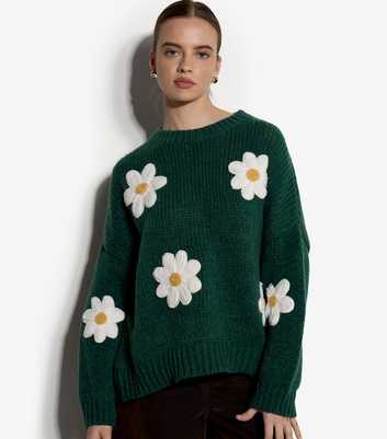Apricot Green Embroidered Daisies Jumper