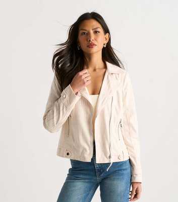 Gini London Oatmeal Woven Biker Jacket