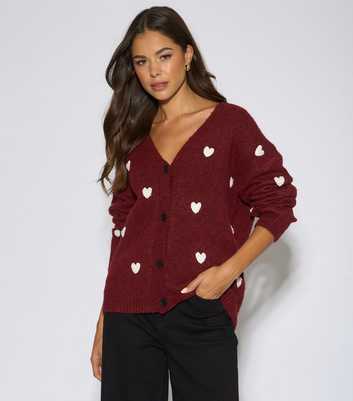Gini London Red Heart Knit Cardigan