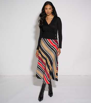 Gini London Black Long Sleeve Wrap Button Top