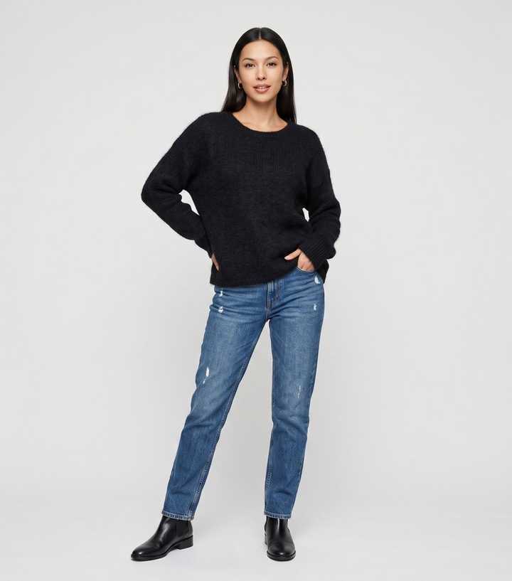 Gini London Black Long Sleeves Button Up Back Jumper