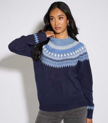 Gini London Blue Fair Isle Knitted Jumper
