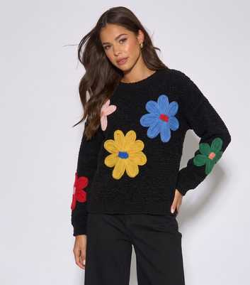 Gini London Black Crochet Knitted Jumper