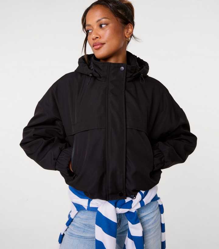 Pink Vanilla Black Hooded Padded Sports Jacket