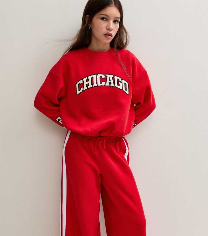 Girls Bright Red Chicago Logo Sweatshirt