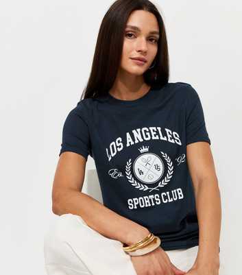 Navy Cotton Los Angeles Sports Club Relaxed Fit T-Shirt