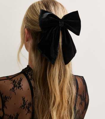 Black Velvet Bow Shape Hair Slide