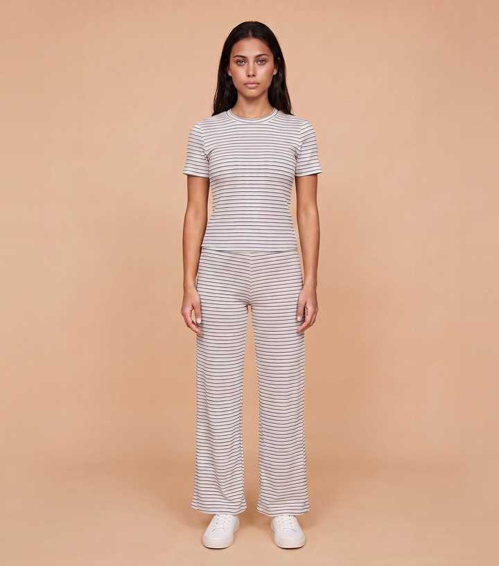 Urban Bliss Bright Blue Ribbed Stripe Short Sleeve Top