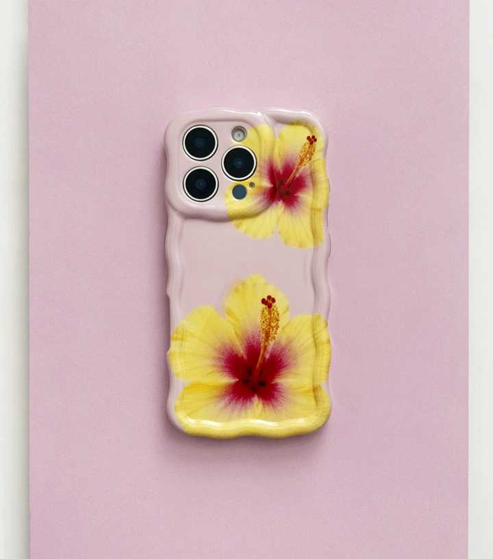 Coconut Lane Light Pink Crush Hibiscus Print Phone Case