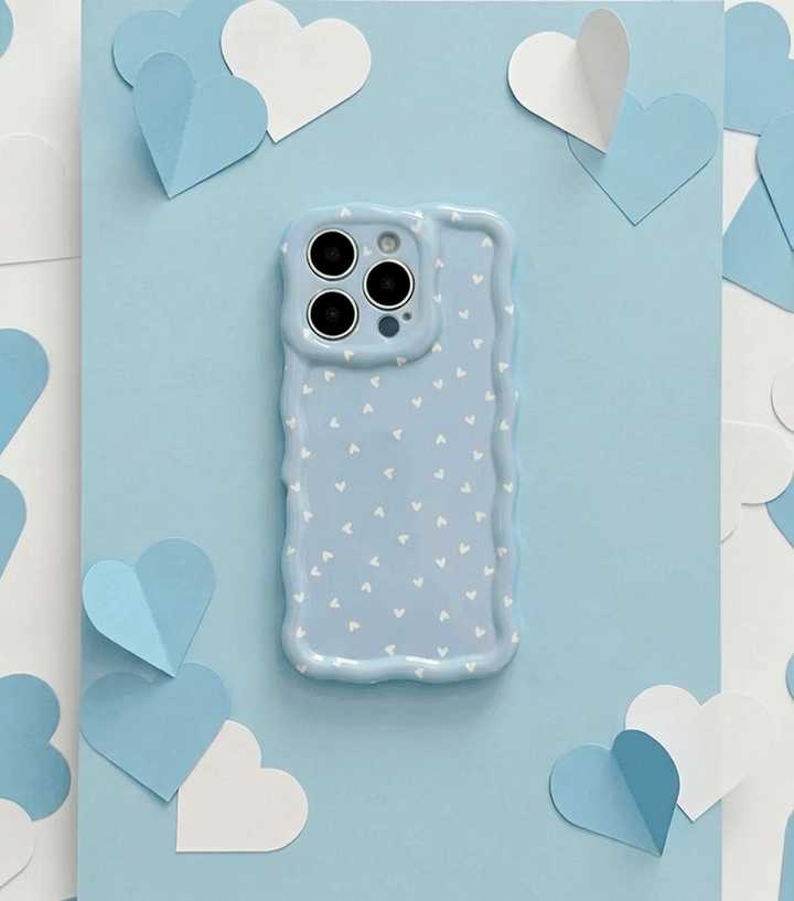 Coconut Lane Light Blue Hearts Print Phone Case