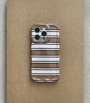 Coconut Lane Brown Retro Stripe Phone Case