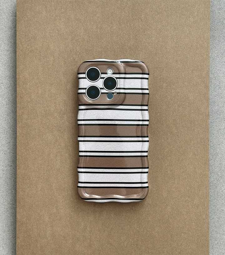 Coconut Lane Brown Retro Stripe Phone Case