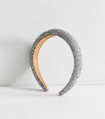 Silver Padded Gem Embellished Headband