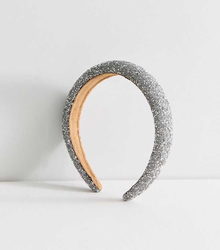 Silver Padded Gem Embellished Headband