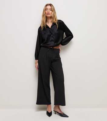 Tall Black Front Pleat Wide Leg Trouser