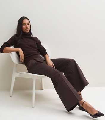 Red Pinstripe Ponte Wide Leg Trousers
