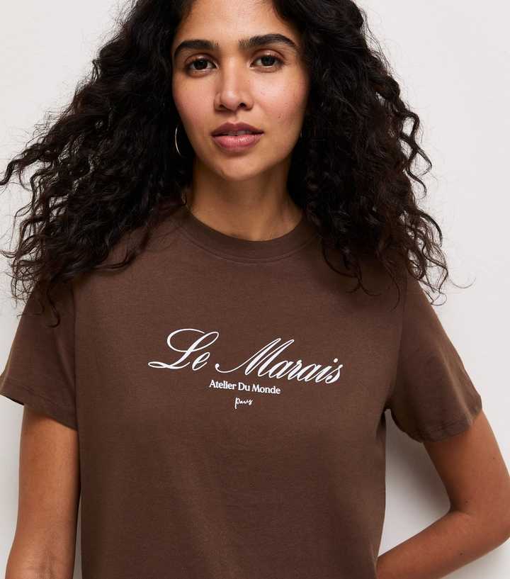 Dark Brown Cotton Le Marais Logo Relaxed T-Shirt