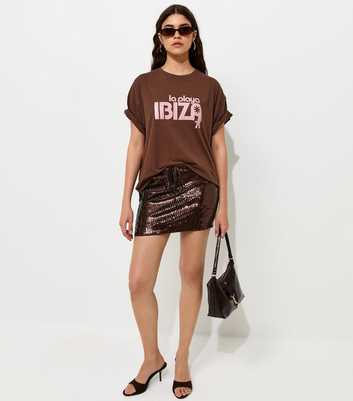 Dark Brown Ibiza Oversized T-Shirt