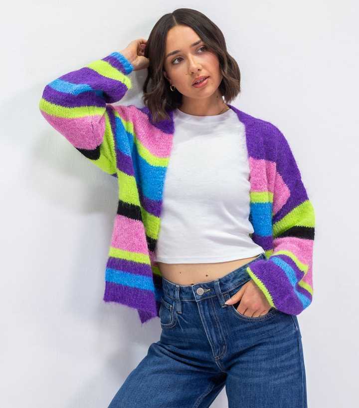 Sunshine Soul Multicolour Graphic Stripe Knitted Cardigan