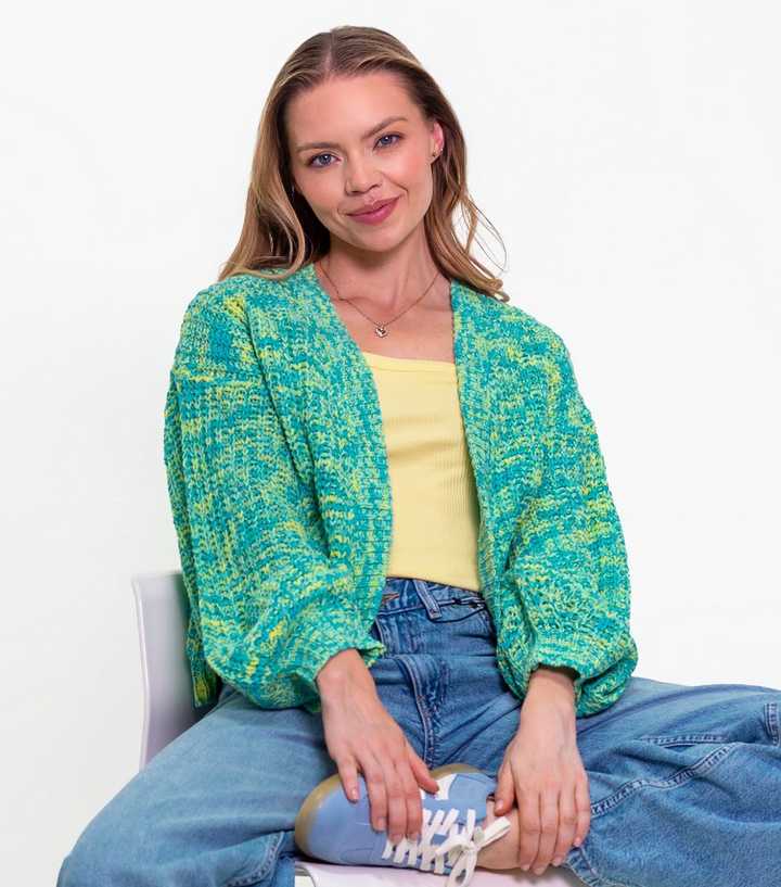 Sunshine Soul Green Ombre Open Front Long Sleeve Cardigan