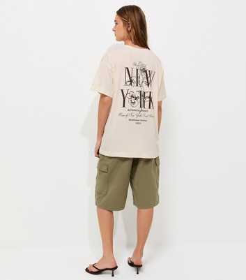 Off White Cotton New York Logo Oversized T-Shirt
