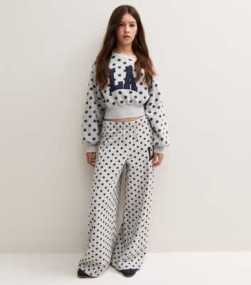 Girls Grey Polka Dot Off the Shoulder Sweatshirt with Cotton