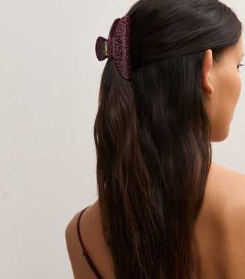 Dark Burgundy Diamante Hair Claw Clips