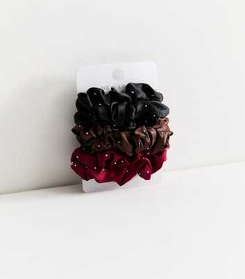 Pack of 6 Multicoloured Velvet Diamanté Scrunchies