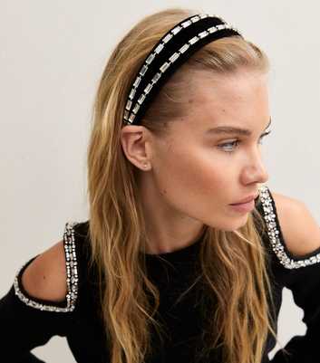 Black Velvet Gem Embellished Headband