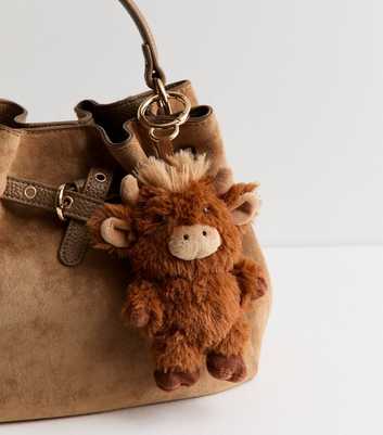 Light Brown Highland Cow Plush Keyring Bag Charm