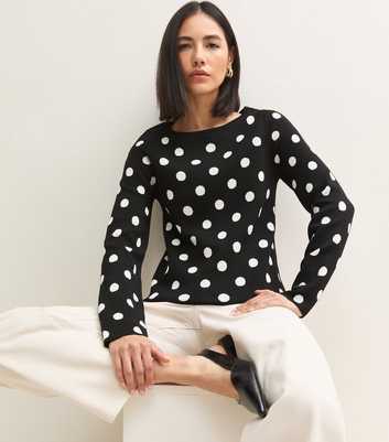 Black Polka Dot Crew Neck Jumper